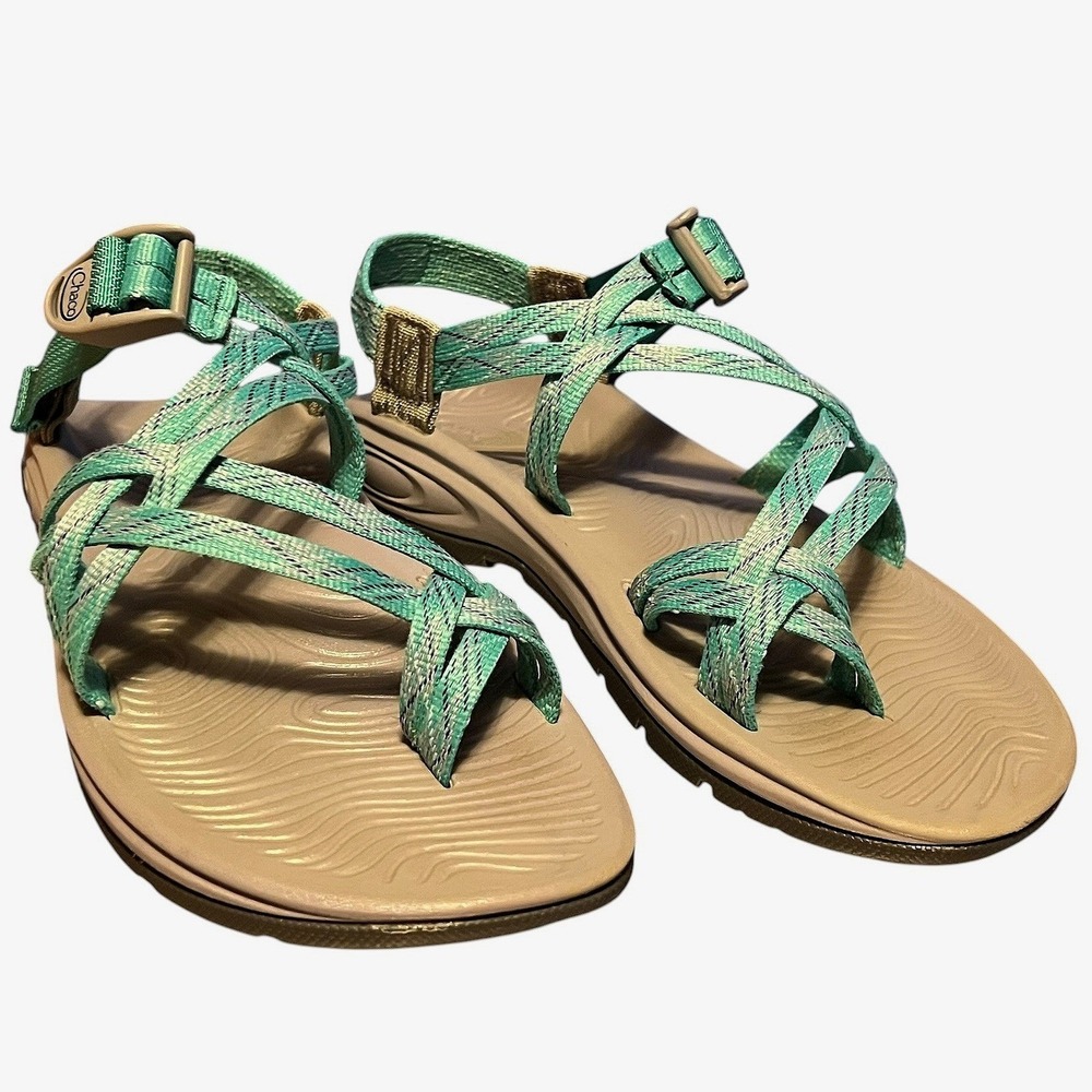 Chaco Z/Cloud X2 Womens 8 Teal Aqua Strappy Toe Loop Hiking Sandals J106622 - Picture 8 of 16